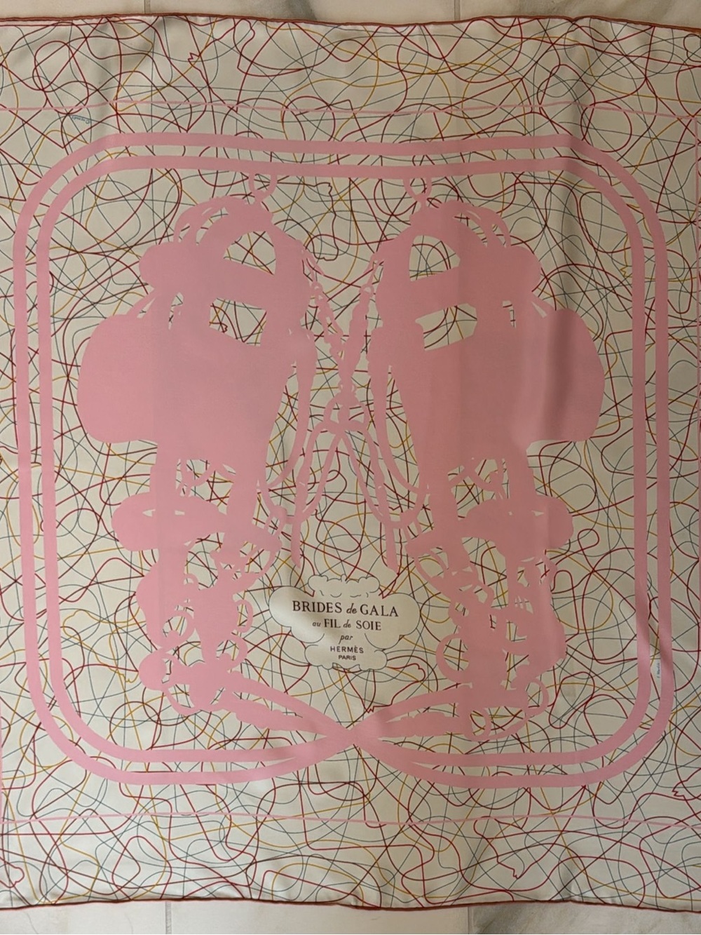 Hermès Brides de Gala Pink Silk Scarf